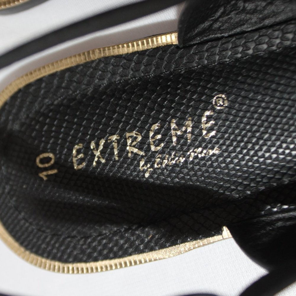 Extreme by Eddie Marc Black Sandals with Golden and Faux Pearl Accents - Picture 7 of 9